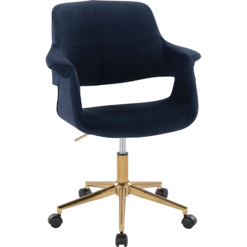 Vintage Flair Office Chair in Gold & Blue Velvet